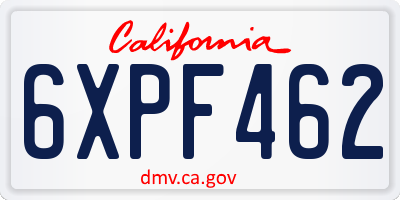 CA license plate 6XPF462