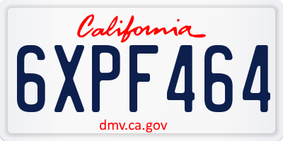 CA license plate 6XPF464