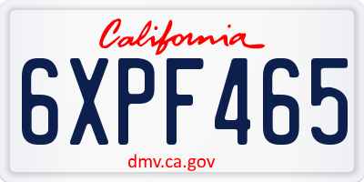 CA license plate 6XPF465