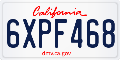 CA license plate 6XPF468