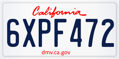 CA license plate 6XPF472