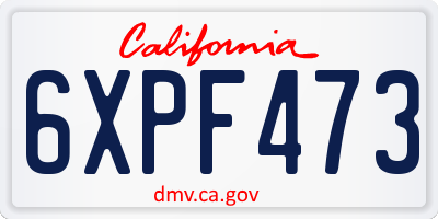 CA license plate 6XPF473