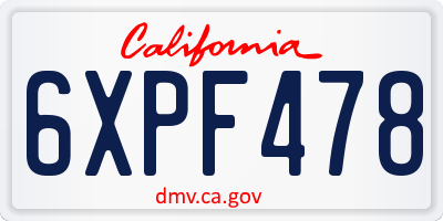 CA license plate 6XPF478