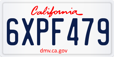 CA license plate 6XPF479