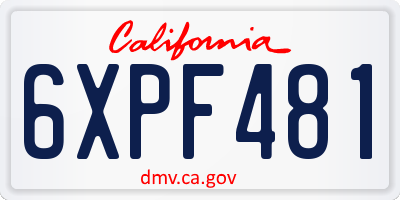 CA license plate 6XPF481