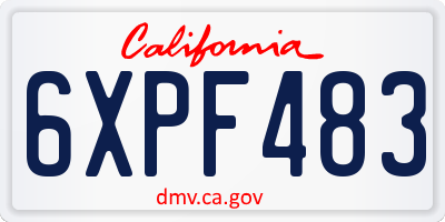 CA license plate 6XPF483