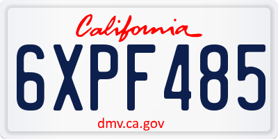 CA license plate 6XPF485