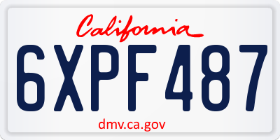 CA license plate 6XPF487
