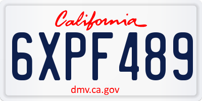 CA license plate 6XPF489
