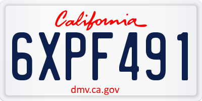 CA license plate 6XPF491