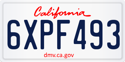 CA license plate 6XPF493