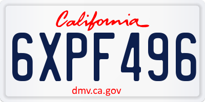 CA license plate 6XPF496