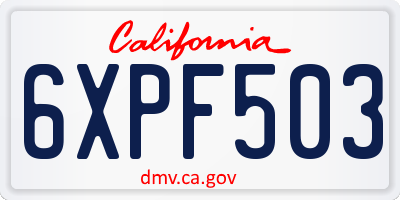 CA license plate 6XPF503