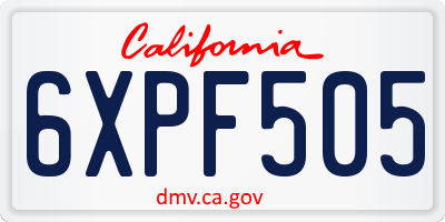 CA license plate 6XPF505
