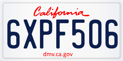 CA license plate 6XPF506