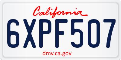 CA license plate 6XPF507