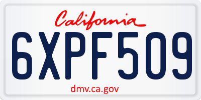 CA license plate 6XPF509