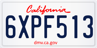 CA license plate 6XPF513