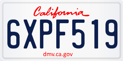 CA license plate 6XPF519