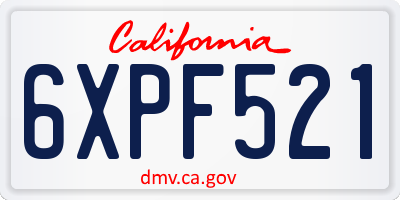 CA license plate 6XPF521