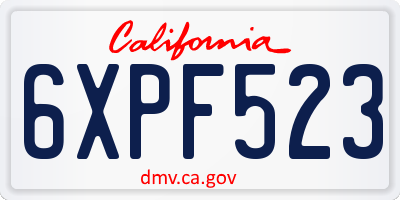 CA license plate 6XPF523