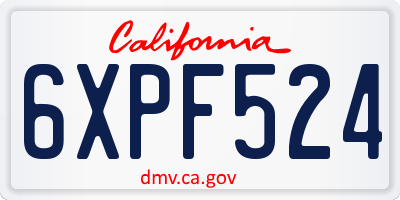 CA license plate 6XPF524