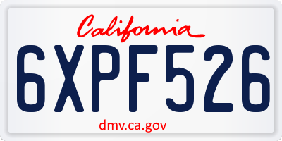 CA license plate 6XPF526