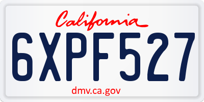 CA license plate 6XPF527
