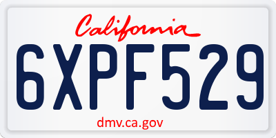 CA license plate 6XPF529
