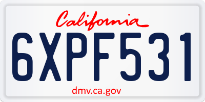 CA license plate 6XPF531