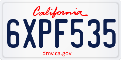 CA license plate 6XPF535