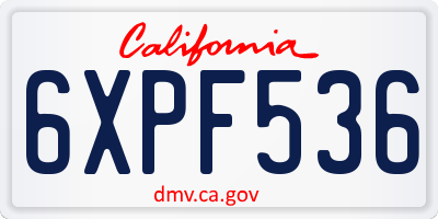 CA license plate 6XPF536
