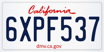 CA license plate 6XPF537