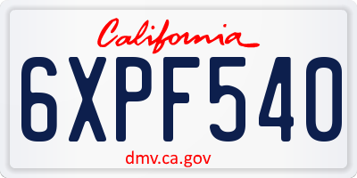 CA license plate 6XPF540