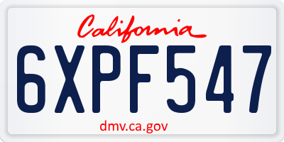 CA license plate 6XPF547