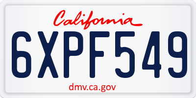 CA license plate 6XPF549