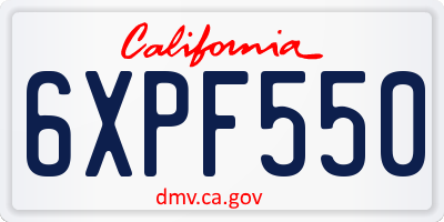 CA license plate 6XPF550