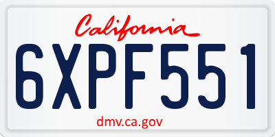 CA license plate 6XPF551