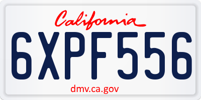 CA license plate 6XPF556