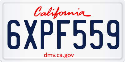 CA license plate 6XPF559