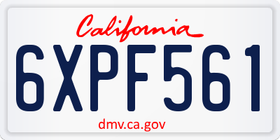 CA license plate 6XPF561