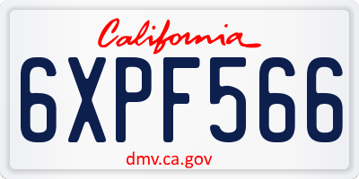 CA license plate 6XPF566