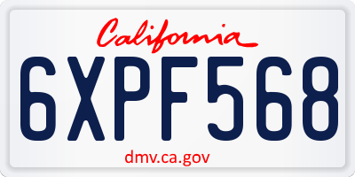 CA license plate 6XPF568