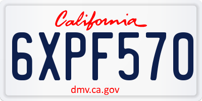 CA license plate 6XPF570