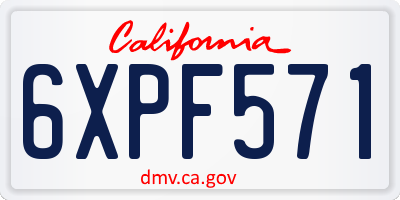 CA license plate 6XPF571