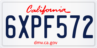 CA license plate 6XPF572