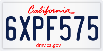 CA license plate 6XPF575