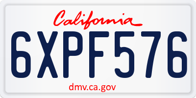 CA license plate 6XPF576
