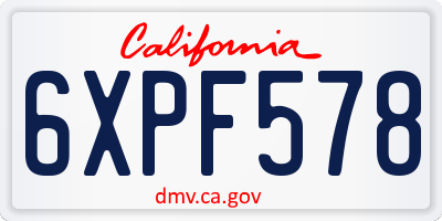 CA license plate 6XPF578
