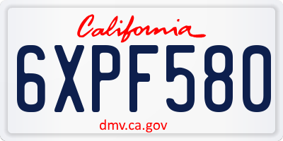 CA license plate 6XPF580